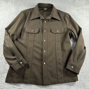 VINTAGE 70s Lee‎ Jacket Mens Large Brown Western Pearl Snap Daggar Collar USA e